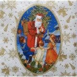 Дед Мороз с детьми в рамке фон снежинки 33*33 (1шт)
